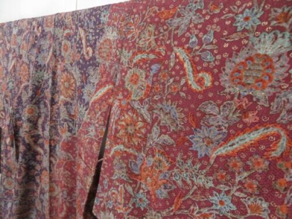 Photo2: 2314T10z930  Japanese Kimono Silk TSUKESAGE Flowers Dark purple (2)