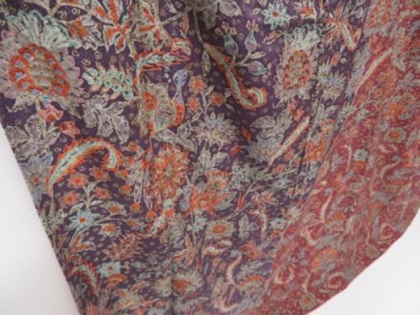 Photo3: 2314T10z930  Japanese Kimono Silk TSUKESAGE Flowers Dark purple (3)