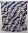 Photo1: 1501T07z900 Japanese Kimono Silk KOMON Navy Peony (1)