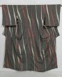 Photo1: 1006i08z900 Vintage Japanese Kimono Silk OMESHI KOMON Dark gray (1)