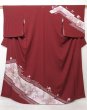 Photo1: 1502T02z970 Japanese Kimono Silk TSUKESAGE Wine red Flowers (1)