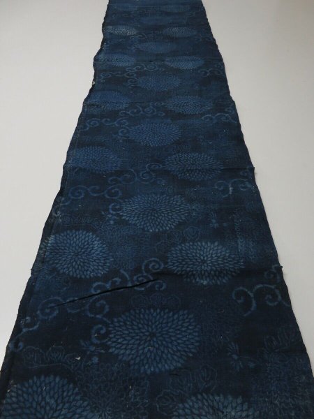 Photo8: 4M17z110 Vintage Japanese Kimono Cotton Momen Boro Fabric Indigo Katazome 66.1" (8)