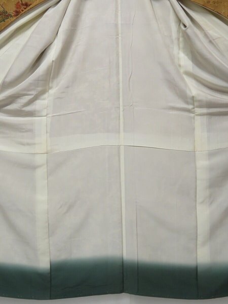 Photo10: 1615i03z920 Unused Japanese Kimono Silk HOUMONGI Ochre Flowers (10)