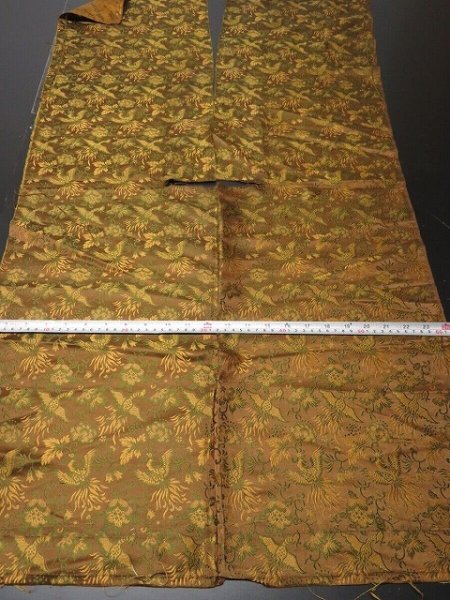 Photo6: ME03z200 Japanese Kimono Silk Antique Meiji era Kinran Fabric Scrap 100year old (6)