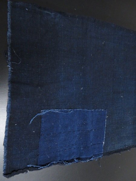 Photo4: 3D31z160 Japanese Kimono Cotton Boro Ranru Patch Indigo   71.7" (4)