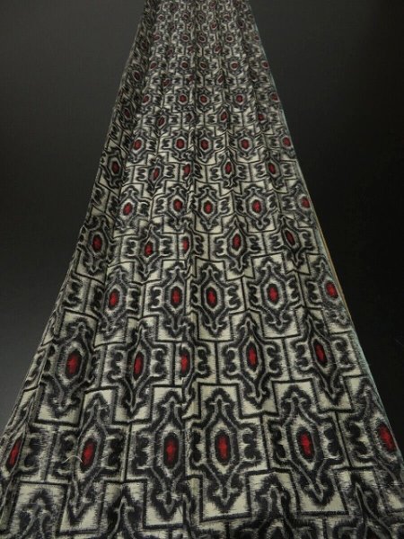 Photo5: 2H07z60 Vintage Japanese Kimono Silk MEISEN FABRIC Off-white   86.6" (5)