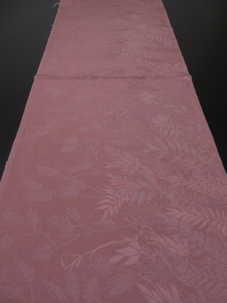 Photo5: 1U02z60 Japanese Kimono Silk  FABRIC Rosy brown Plants 37.8" (5)