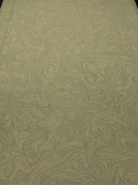 Photo1: 1S02z60 Japanese Kimono Silk  FABRIC Light olive, Light gray Suminagashi 40.9" (1)