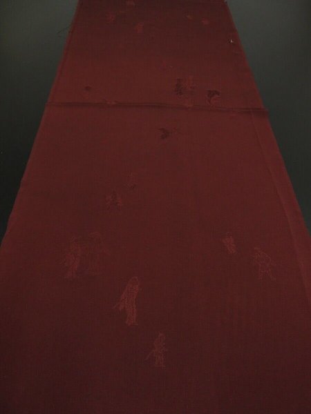 Photo5: 1F01z50 Japanese Kimono Silk  FABRIC Dark brown Samurai 36.2" (5)