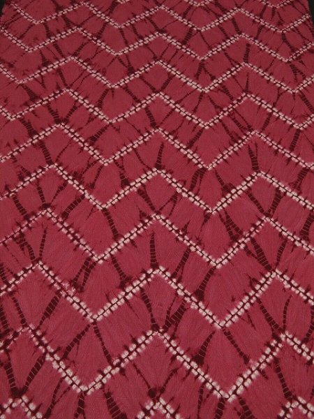 Photo1: 1F02z50 Japanese Kimono Silk  FABRIC Red-Pink Shibori dyeing 39.4" (1)