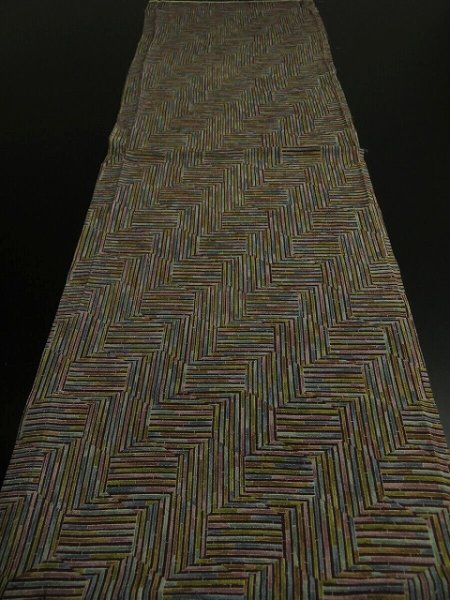 Photo5: 3K02z50 Vintage Japanese Kimono Silk  FABRIC Purplish brown Bamboo 42.5" (5)