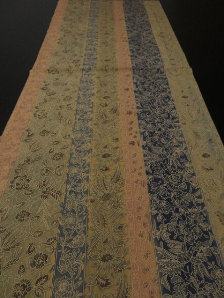 Photo5: 1i01z50 Japanese Kimono Silk  FABRIC Sand beige Birds, Flowers 36.2" (5)