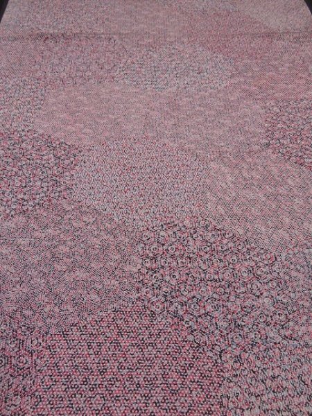 Photo1: 4K01z50 Japanese Kimono Silk  FABRIC Pink, Dark brown Kiribame 32.3" (1)