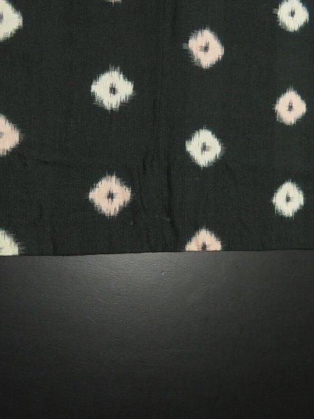 Photo6: 3F04z50 Vintage Japanese Kimono Silk MEISEN FABRIC Black-Green   61.4" (6)