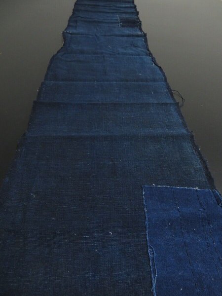 Photo1: 3D31z160 Japanese Kimono Cotton Boro Ranru Patch Indigo   71.7" (1)
