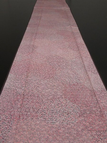 Photo5: 2D04z90 Japanese Kimono Silk  FABRIC Pink, Dark brown Kiribame 66.1" (5)