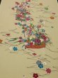 Photo1: 2Z05z90 Japanese Kimono Crepe Silk  FABRIC Light cream Flower arrangement 62.2" (1)