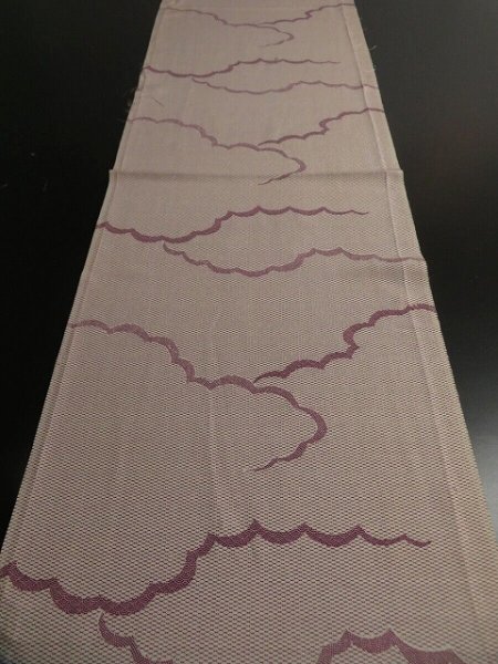 Photo5: 3A01z60 Japanese Kimono Silk  FABRIC Off-white Cloud 40.9" (5)