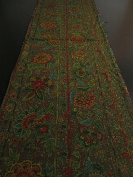 Photo5: 1P02z60 Japanese Kimono Crepe Silk  FABRIC Brown Karahana 40.2" (5)