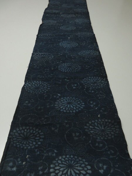 Photo8: 4M13z70 Vintage Japanese Kimono Cotton Momen Boro Fabric Indigo Katazome 55.1" (8)