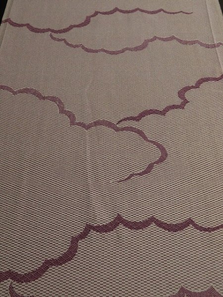 Photo1: 3A03z70 Japanese Kimono Silk  FABRIC Off-white Cloud 51.2" (1)