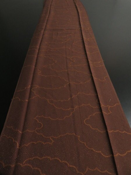 Photo5: 2P06z100 Japanese Kimono Silk Embroidery FABRIC Brown Cloud 63" (5)