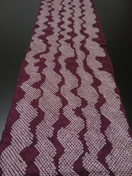 Photo5: 3G03z50 Japanese Kimono Silk  FABRIC Grape  Shibori dyeing 41.7" (5)