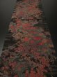Photo5: 4C01z60 Japanese Kimono Silk  FABRIC Dark brown Flowers 42.5" (5)