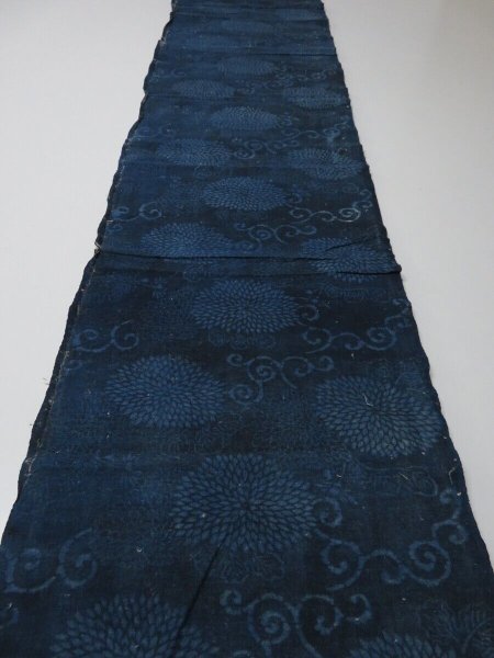 Photo8: 4M18z100 Vintage Japanese Kimono Cotton Momen Boro Fabric Indigo Katazome 65.4" (8)