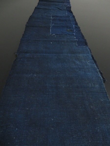 Photo1: 3D30z180 Japanese Kimono Cotton Boro Ranru Patch Indigo   70.1" (1)