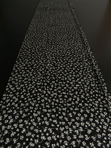 Photo5: 1P06z80 Japanese Kimono Silk  FABRIC Black Plum bud 62.2" (5)