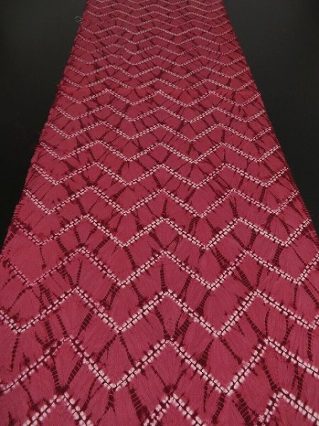 Photo5: 1F02z50 Japanese Kimono Silk  FABRIC Red-Pink Shibori dyeing 39.4" (5)