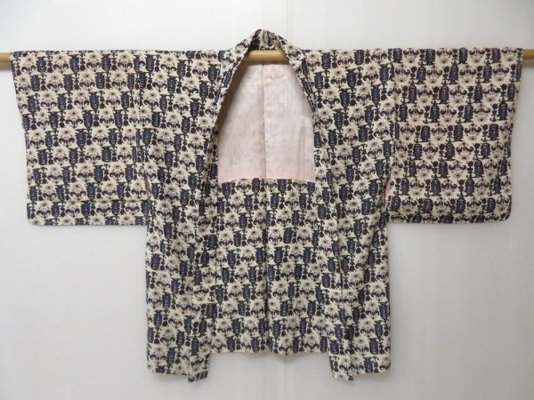 Photo5: 2109T04z500 Vintage Japanese Kimono Silk HAORI  Off-white (5)