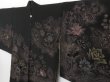 Photo2: 1620T09z690 Vintage Japanese Kimono Silk HAORI Flowers Black (2)