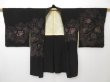 Photo6: 1620T09z690 Vintage Japanese Kimono Silk HAORI Flowers Black (6)