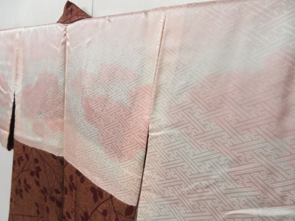 Photo7: 2108T09z550 Vintage Japanese Kimono Silk HAORI Leaf Brown (7)