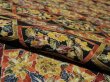 Photo4: 1Q01z60 Japanese Kimono Silk  FABRIC Black Flowers 48.8" (4)