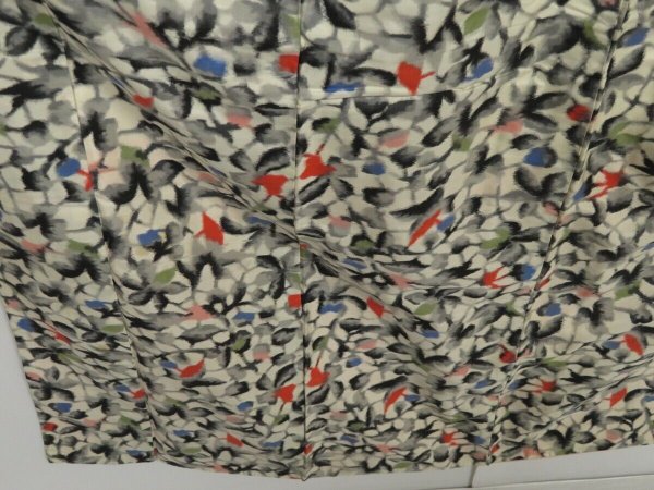 Photo3: 0928i05z720 Vintage Japanese Kimono Silk MEISEN KOMON Off-white Plants (3)