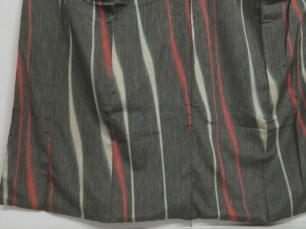 Photo4: 1006i08z900 Vintage Japanese Kimono Silk OMESHI KOMON Dark gray (4)