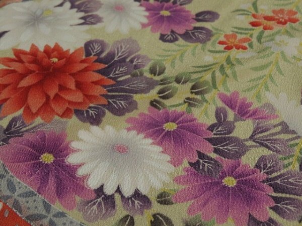 Photo3: 1Q01z200 Japanese Kimono Silk  FABRIC Black Makimono 49.6" (3)