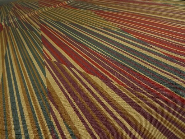 Photo3: 1F02z60 Japanese Kimono Silk  FABRIC Ochre, Dark red, Blue-Gray   39.4" (3)