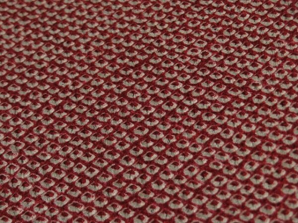 Photo2: 1G06z40 Japanese Kimono Silk  FABRIC Dark red Shibori dyeing 55.9" (2)
