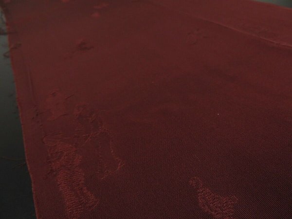 Photo2: 1F05z60 Japanese Kimono Silk  FABRIC Dark brown Samurai 54.3" (2)