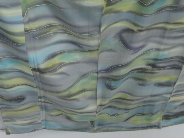 Photo3: 1105i03z920 Vintage Japanese Kimono Silk KOMON Light gray Shading off (3)