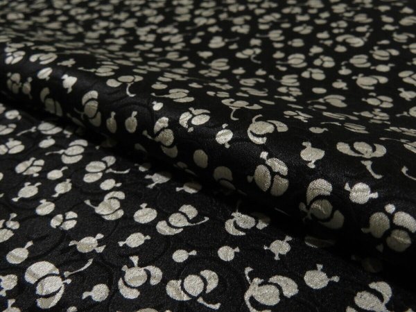 Photo4: 1P06z80 Japanese Kimono Silk  FABRIC Black Plum bud 62.2" (4)