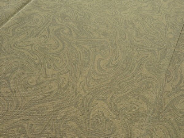 Photo2: 1S04z90 Japanese Kimono Silk  FABRIC Light olive, Light gray Suminagashi 66.9" (2)