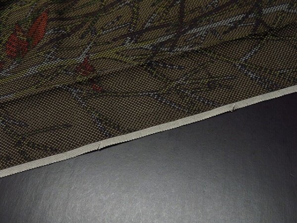 Photo6: 1U06z60 Japanese Kimono Silk  FABRIC Dark gray-brown Trees 60.6" (6)