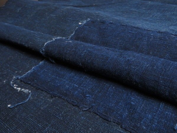 Photo10: 3D30z180 Japanese Kimono Cotton Boro Ranru Patch Indigo   70.1" (10)