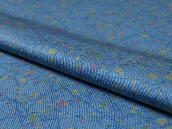 Photo4: 1E01z70 Japanese Kimono Silk  FABRIC Light blue   41.7" (4)