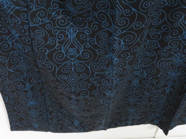 Photo3: 1005i05z880 Vintage Japanese Kimono Silk KOMON Black Blue (3)